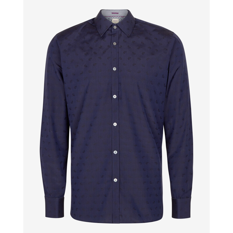 Ted Baker Hemd aus Baumwoll-Jacquard mit Paisley-Muster Marineblau