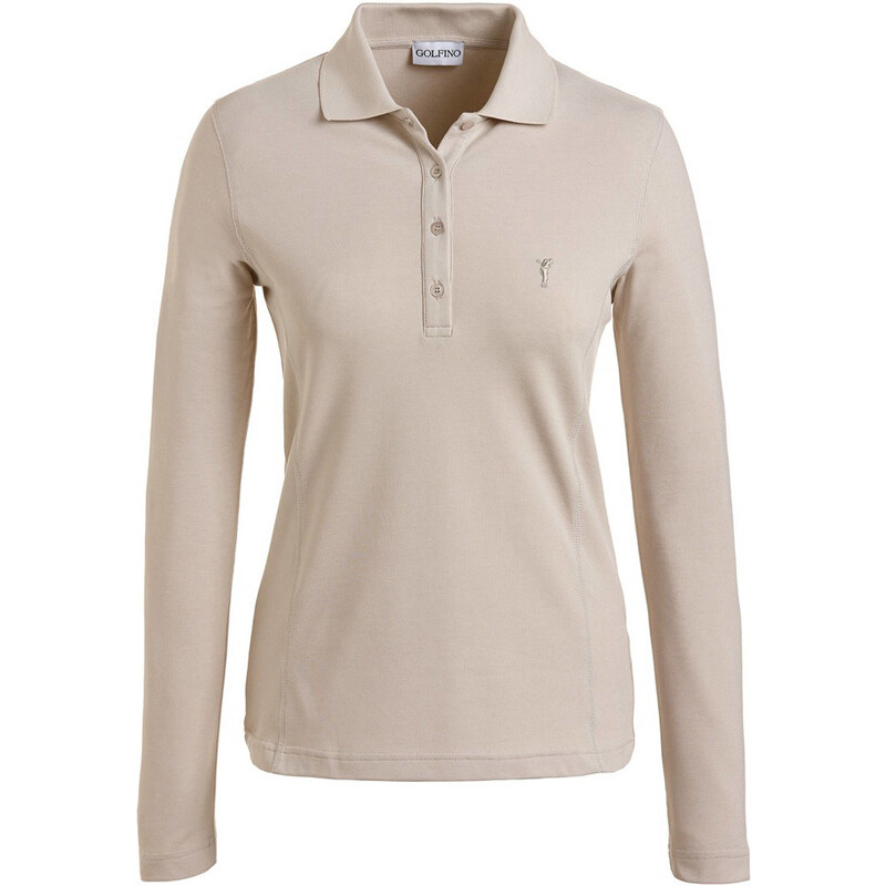 Golfino: Damen Golf Polo-Shirt The Brushed Sun Protection Langarm, beige, verfügbar in Größe 36
