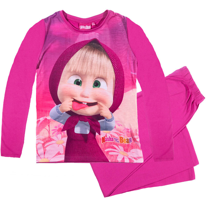 Mascha und der Bär Pyjama pink in Größe 104 für Mädchen aus Vorderseite: 100% Polyester 100% Baumwolle