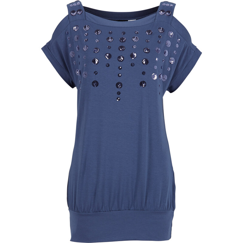 BODYFLIRT Shirt kurzer Arm in blau (Carré-Ausschnitt) für Damen von bonprix