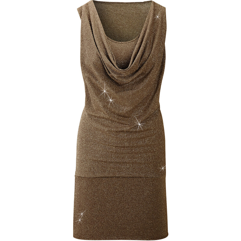 BODYFLIRT Kleid ohne Ärmel in braun (Wasserfall-Ausschnitt) von bonprix