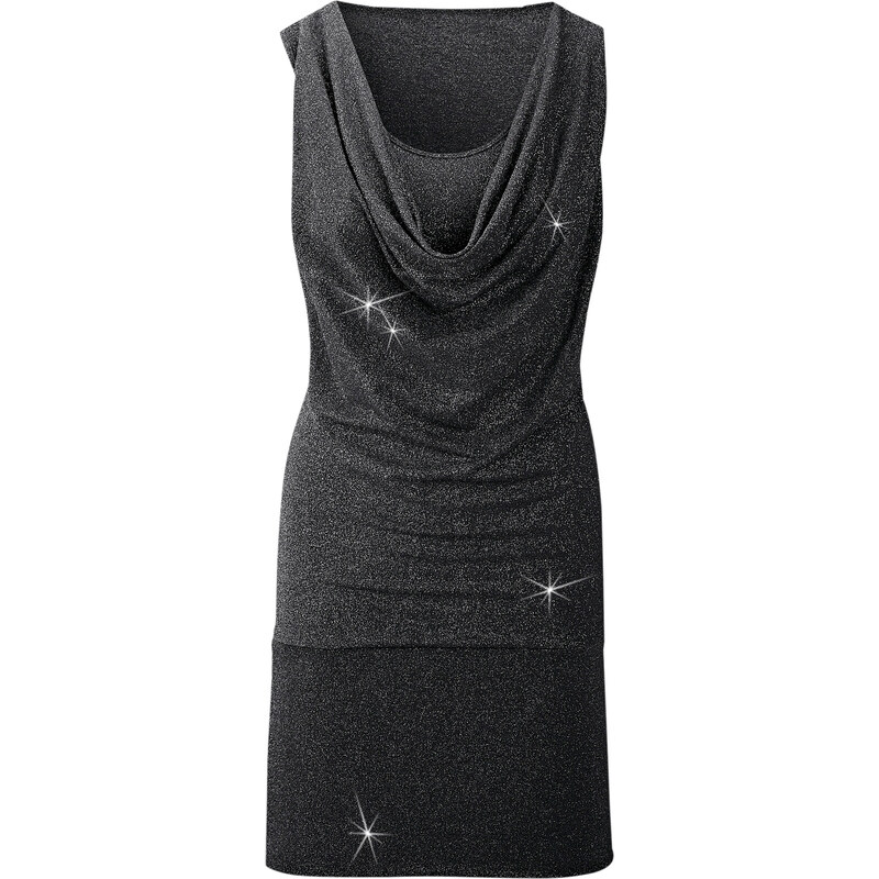 BODYFLIRT Kleid ohne Ärmel in schwarz (Wasserfall-Ausschnitt) von bonprix