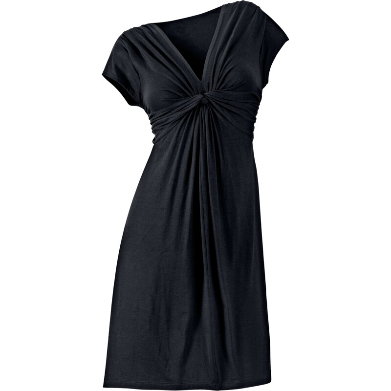 BODYFLIRT Shirtkleid/Sommerkleid kurzer Arm in schwarz (V-Ausschnitt) von bonprix