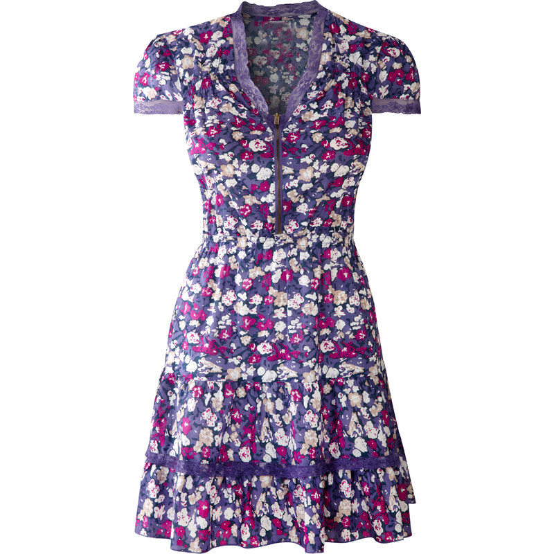 BODYFLIRT Kleid/Sommerkleid kurzer Arm in lila von bonprix