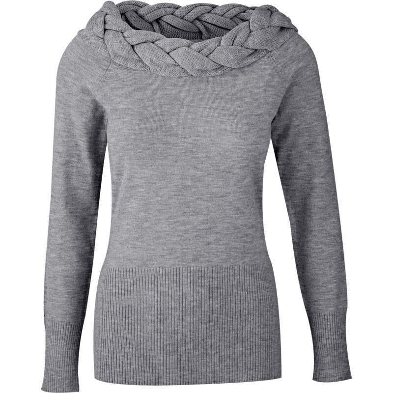 BODYFLIRT boutique Pullover langarm in grau für Damen von bonprix