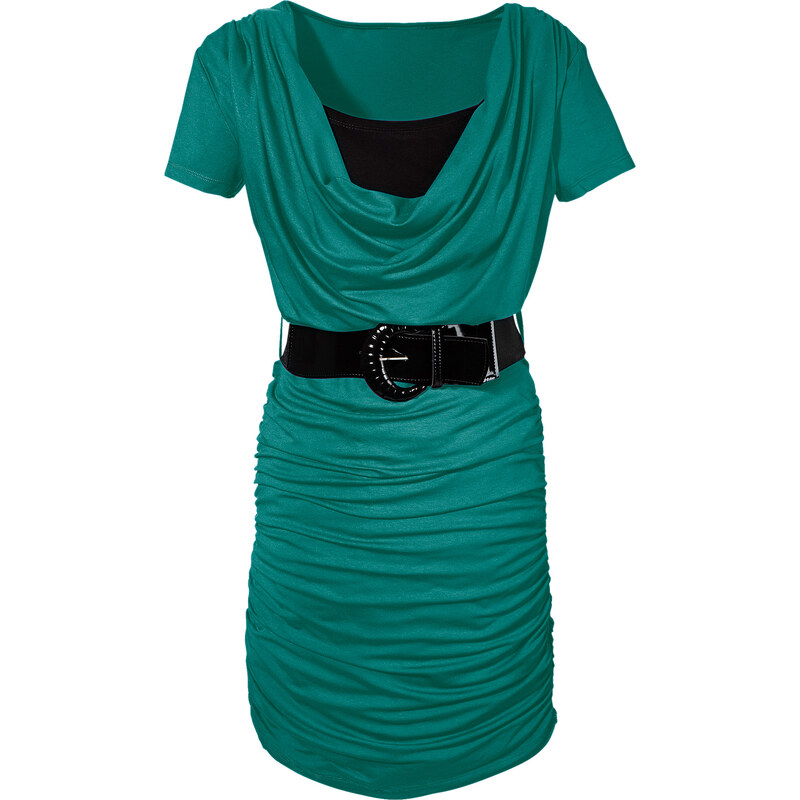 BODYFLIRT Shirtkleid mit Gürtel/Sommerkleid kurzer Arm in grün von bonprix
