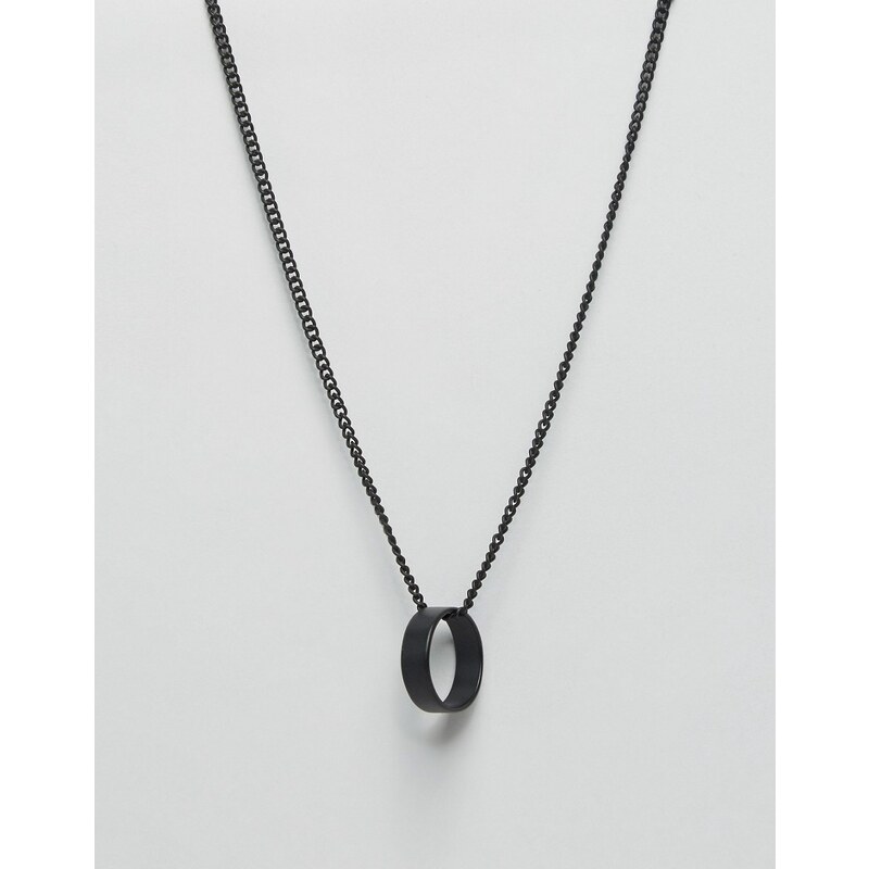 ASOS - Schwarze Halskette mit rundem Anhänger - Schwarz