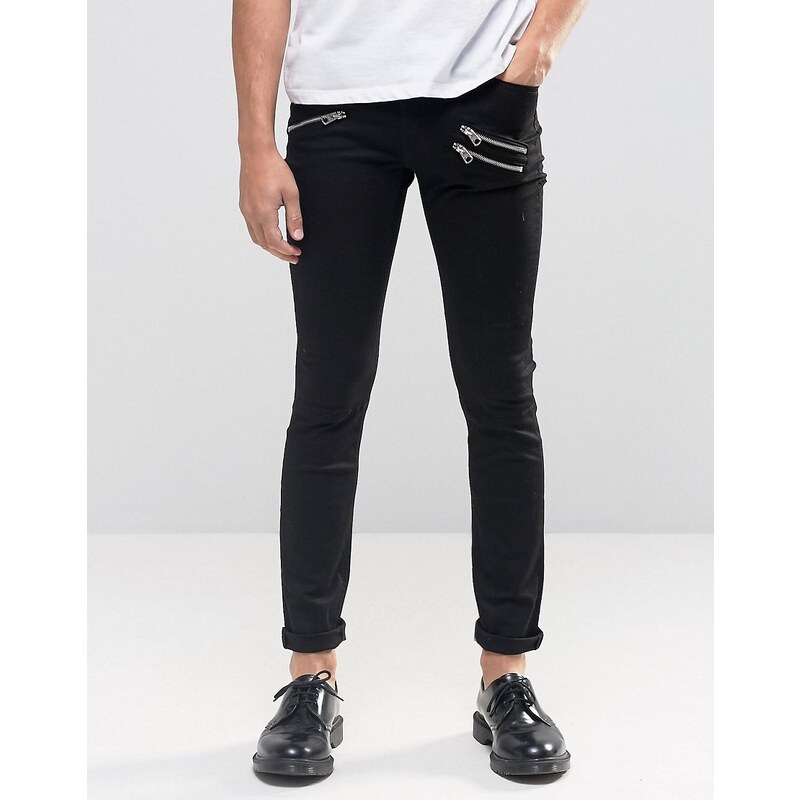 Cheap Monday - Tight - Enge Jeans in Disguise-Optik mit schwarzen Reißverschlüssen - Schwarz