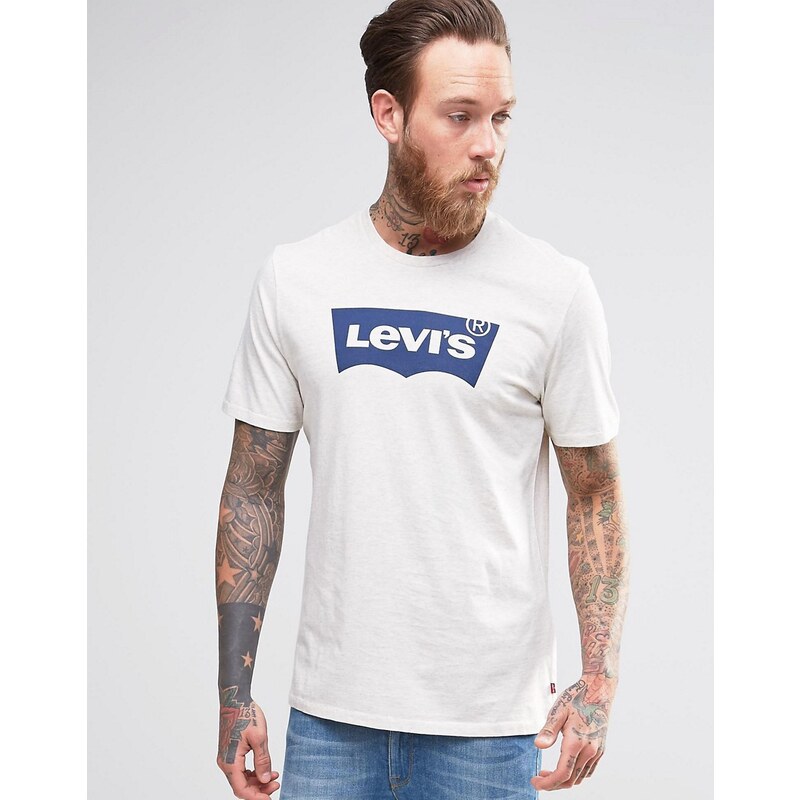 Levis Levi's - T-Shirt in Beige meliert mit Logo und Fledermausärmeln - Beige