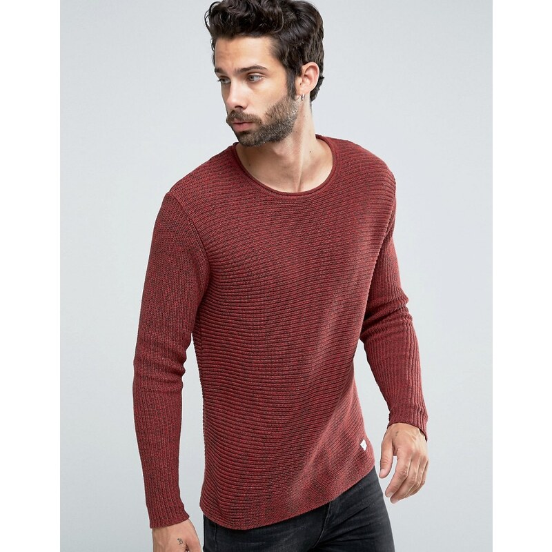 Only & Sons - Gerippter Strickpullover - Rot