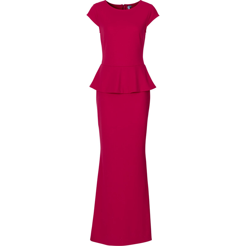 BODYFLIRT boutique langes Kleid mit Schößchen/Sommerkleid kurzer Arm in pink von bonprix