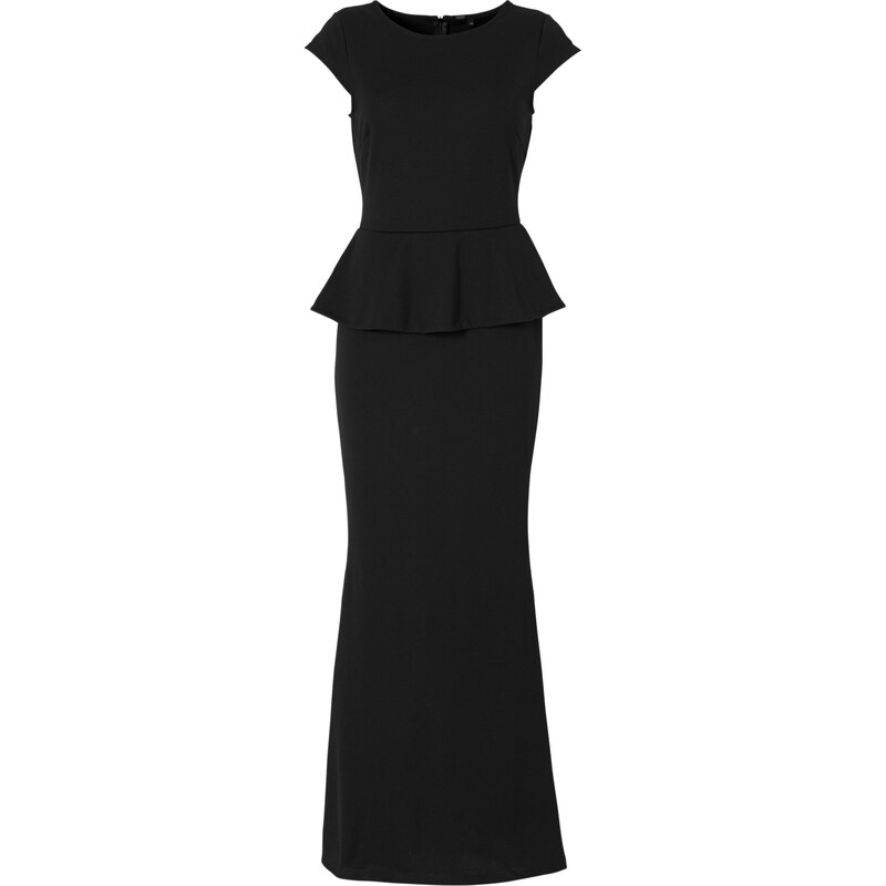 BODYFLIRT boutique langes Kleid mit Schößchen/Sommerkleid kurzer Arm in schwarz von bonprix