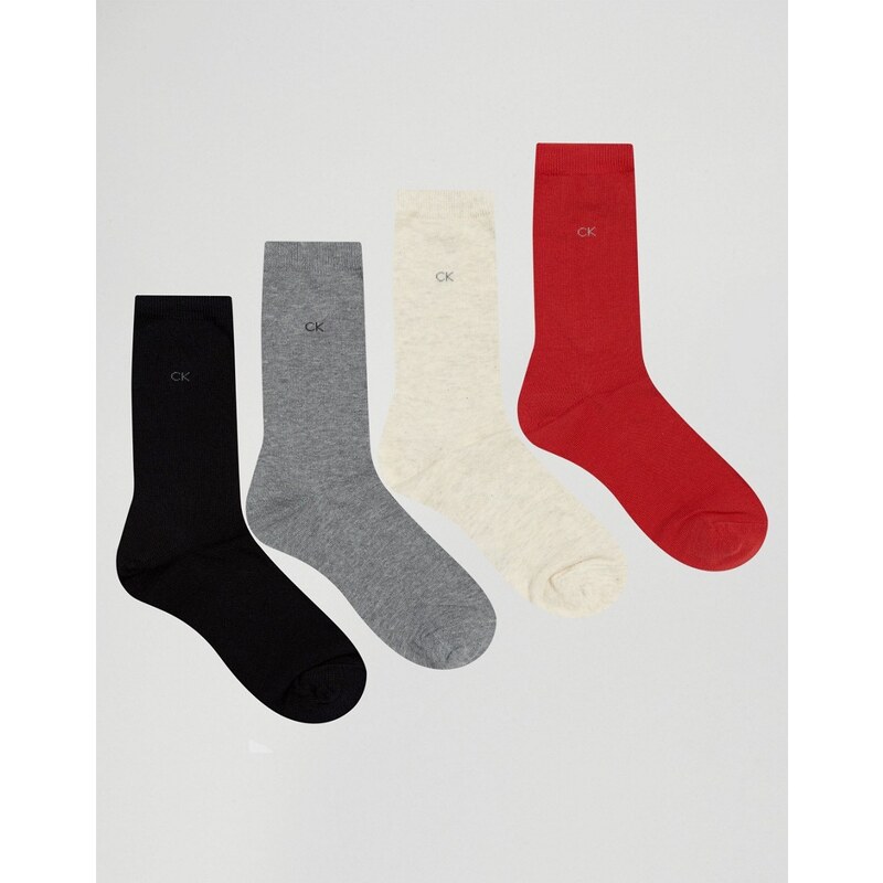 Calvin Klein - 4-er Pack Socken mit Weihnachtsgeschenkmotiv - Mehrfarbig