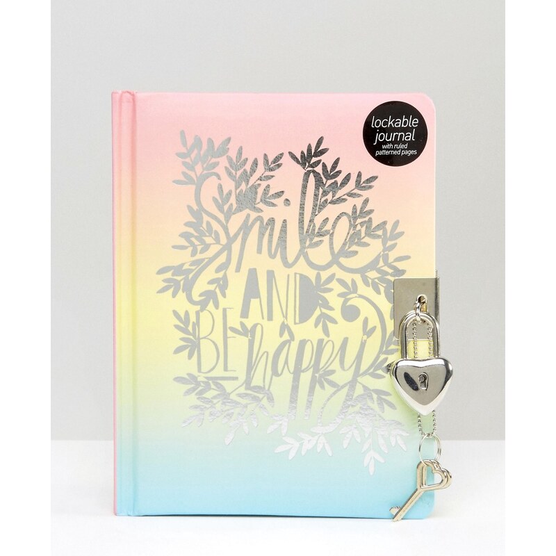 Paperchase - Smile & Be Happy - Tagebuch mit Schloss - Mehrfarbig