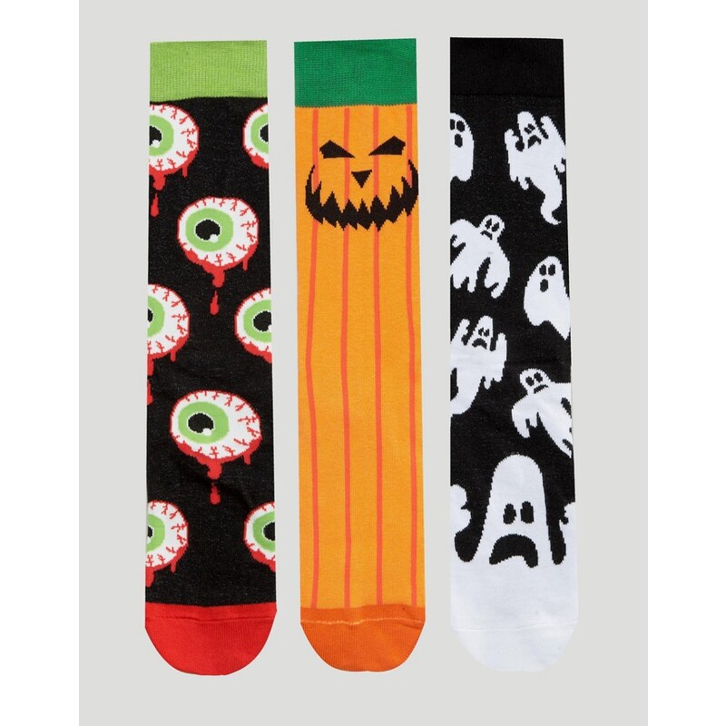 ASOS - Halloween-Socken im 3-Pack - Mehrfarbig