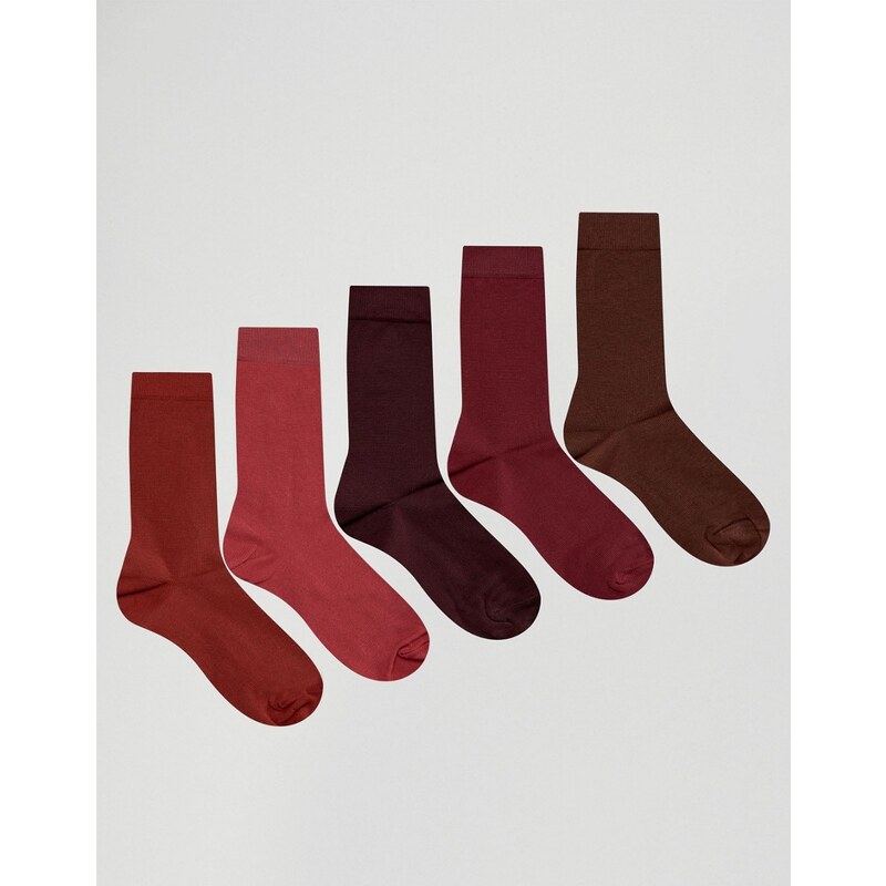 ASOS - Rote Socken im 5er-Set - Rot