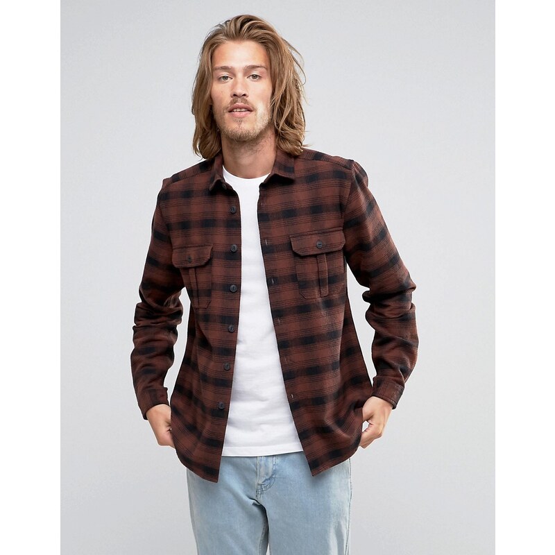ASOS Overshirt In Shadow Check In Brown - Braun