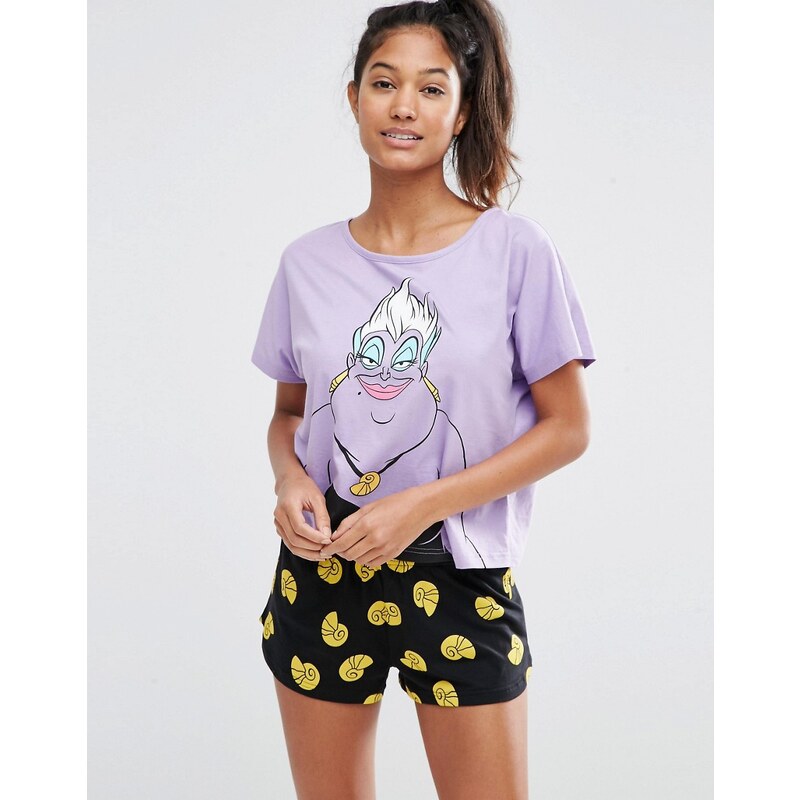 ASOS - Disney Ursula - Schlafanzug mit T-Shirt & Shorts - Mehrfarbig