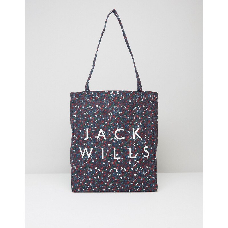 Jack Wills - Ambleshire - Büchertasche mit marineblauem Blümchenprint - Marineblau