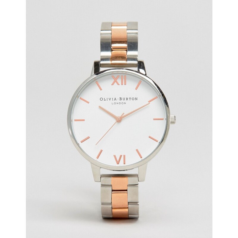 Olivia Burton - Armbanduhr aus unterschiedlichen Metallen mit weißem Zifferblatt, OB16BL32 - Silber