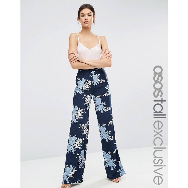 ASOS TALL - Elegante Hose mit weitem Bein und Blumen-Print - Mehrfarbig