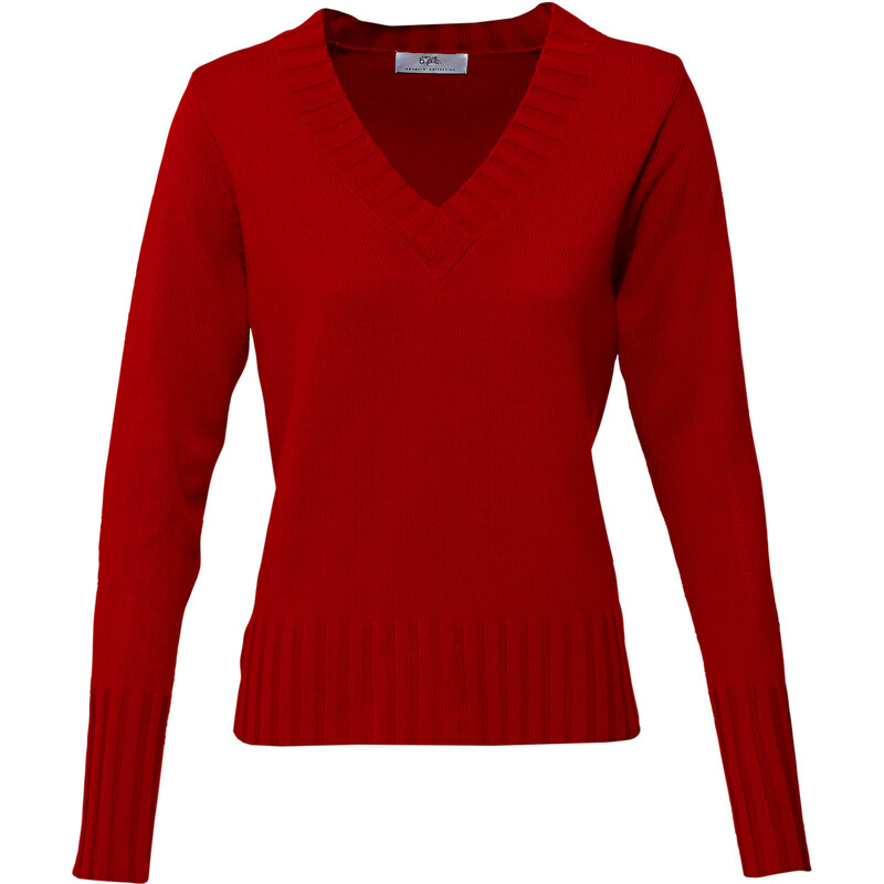 bpc bonprix collection V-Pullover langarm in rot (V-Ausschnitt) für Damen von bonprix