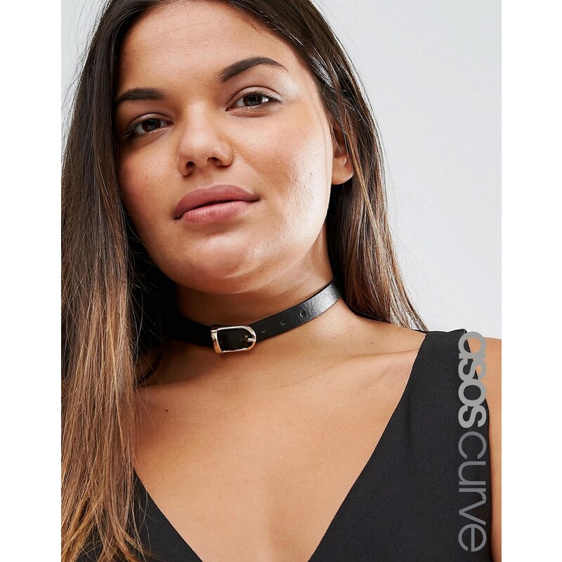 ASOS CURVE - Halsband aus Kunstleder mit Schnalle - Schwarz