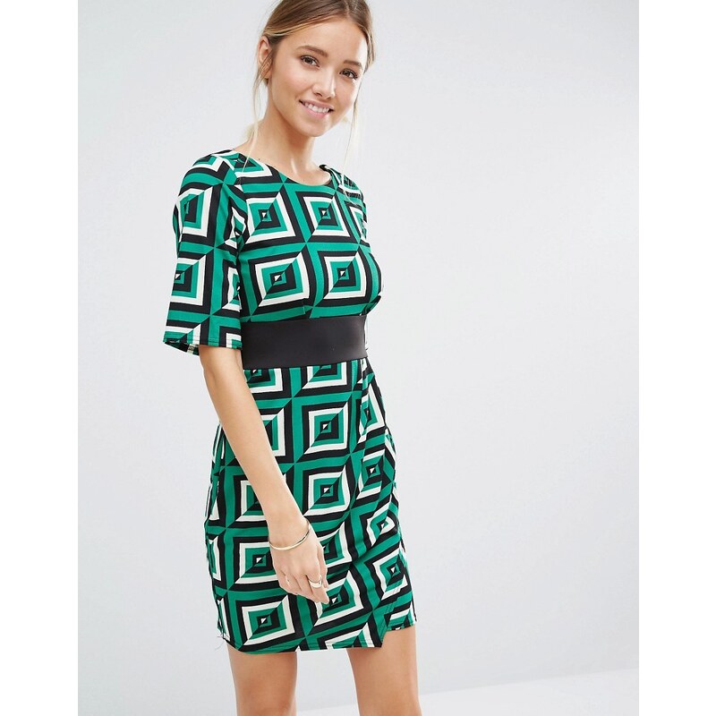Closet London Closet - Kleid mit Wickelrock und geometrischem Muster - Grün