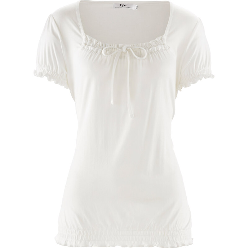 bpc bonprix collection Basic Shirt Viskose Stretch-Jersey kurzer Arm in weiß für Damen von bonprix