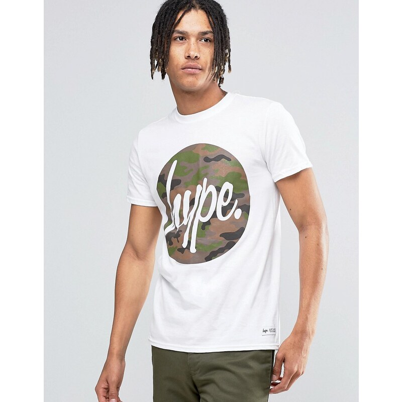 Hype - T-Shirt mit Logoschriftzug in Tarnfarben - Weiß