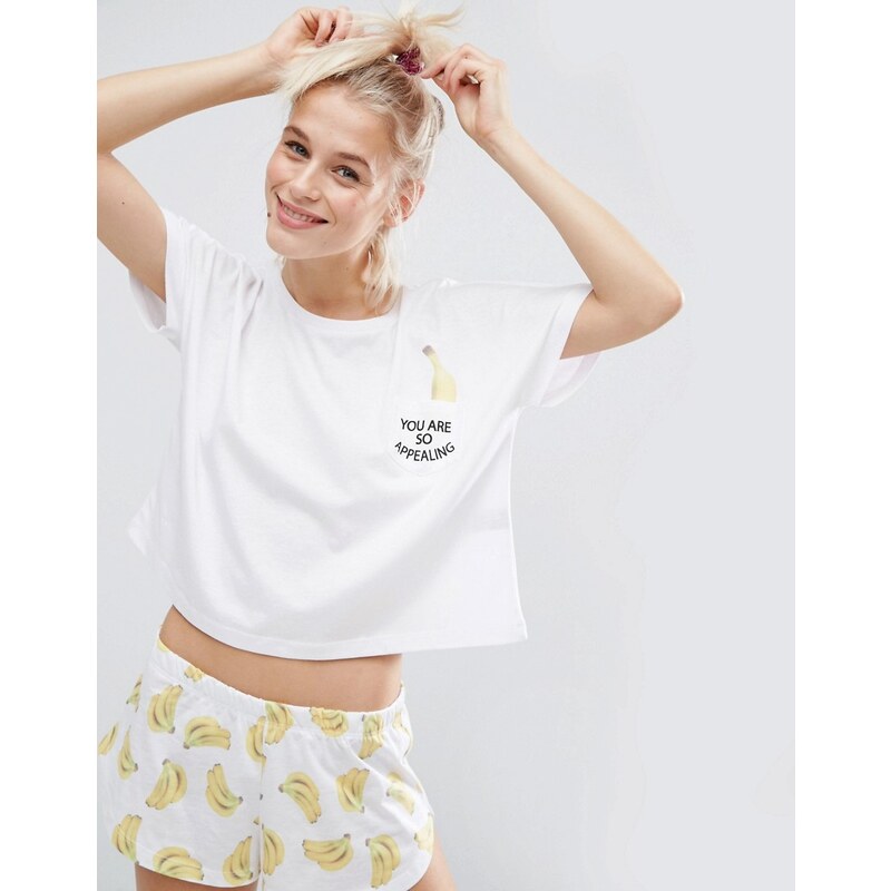 "ASOS - Pyjama-Set aus T-Shirt und Shorts mit Bananenmotiv und „You're So Appealing"-Aufdruck" - Mehrfarbig