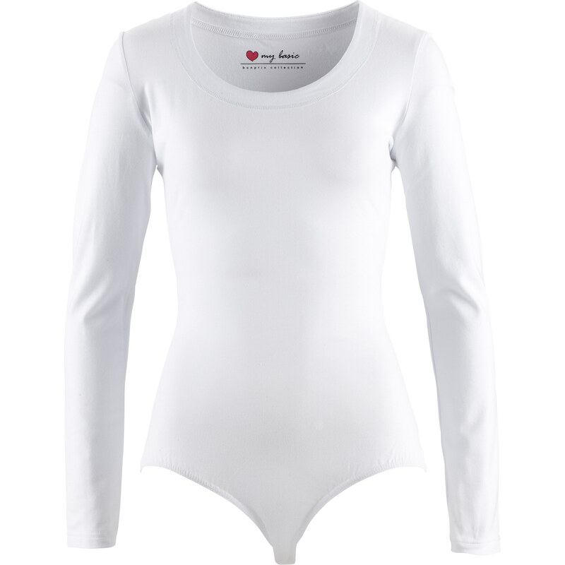 bpc bonprix collection Langarm Stretch-Body in weiß für Damen von bonprix