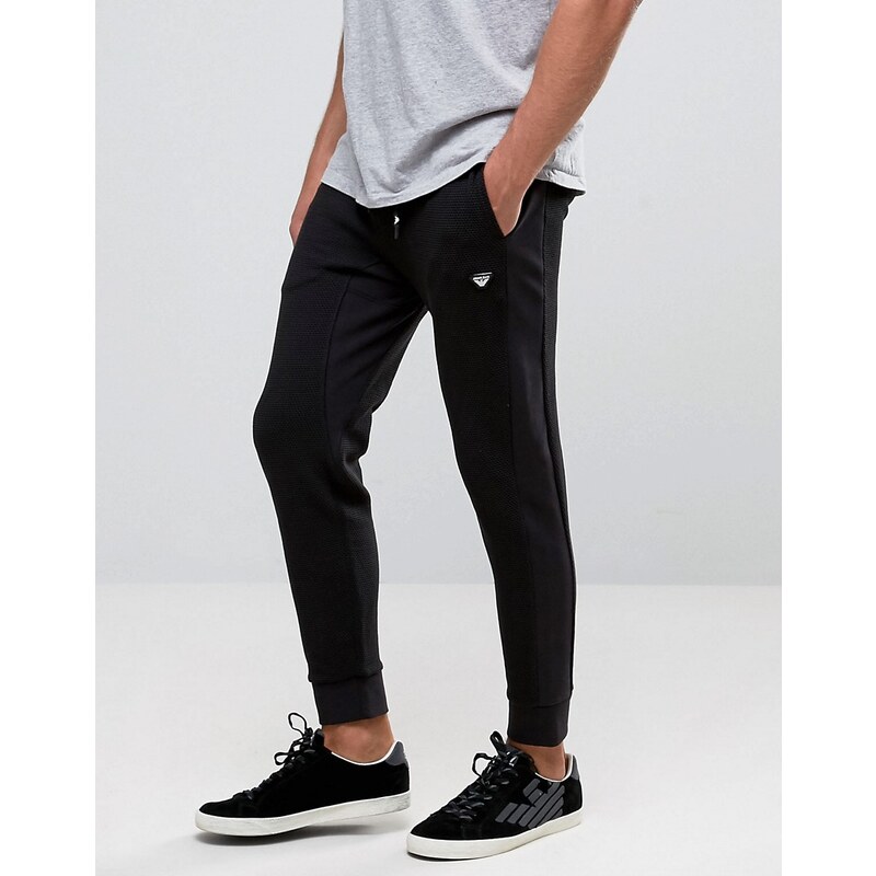 Armani Jeans - Schmal geschnittene Sweathose aus Waffel-Jersey - Schwarz