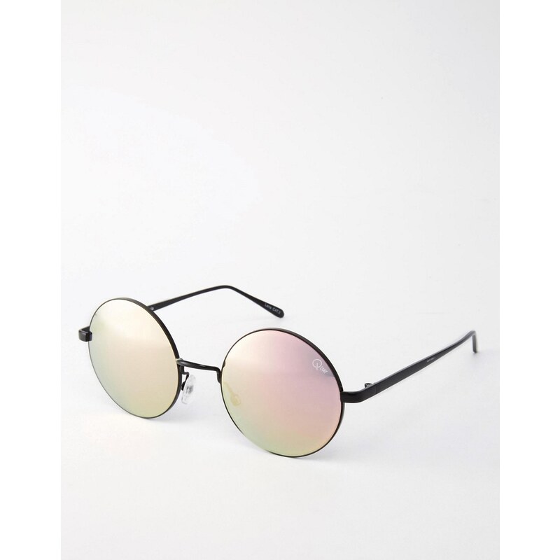 Quay - Australia Electric Dreams - Runde Sonnenbrille mit verspiegelten Gläsern - Schwarz