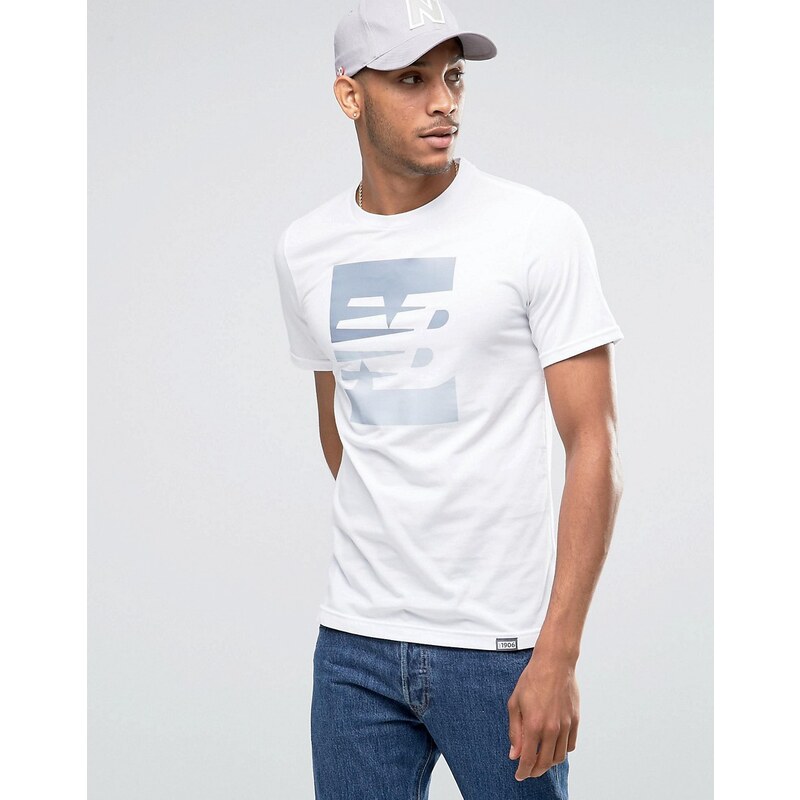 New Balance - SS - Weißes T-Shirt mit Logo, MT63514_WT - Weiß