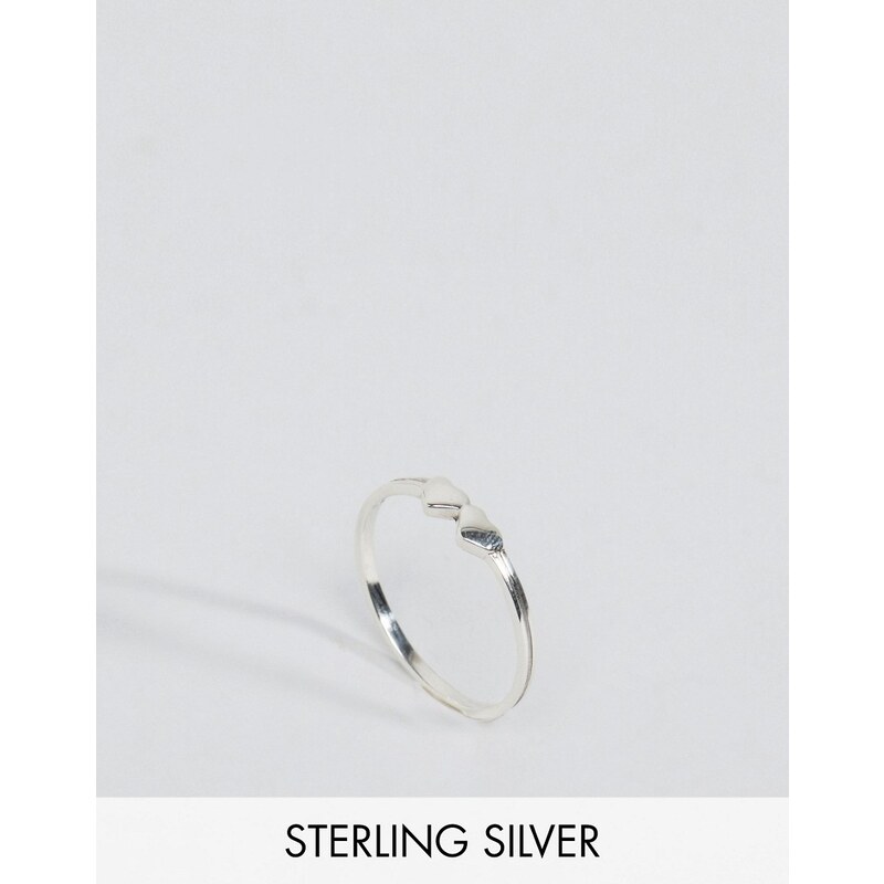 Reclaimed Vintage - Ring aus Sterlingsilber mit doppeltem Herz - Silber