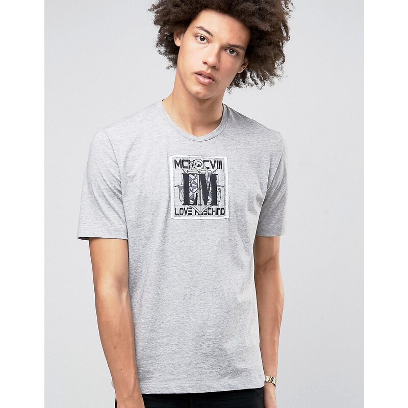 Love Moschino - T-Shirt mit Logo - Grau