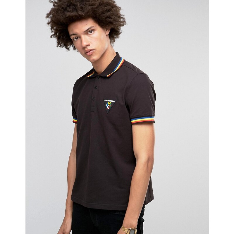 Love Moschino - Polohemd mit Zierstreifen und Logo - Schwarz