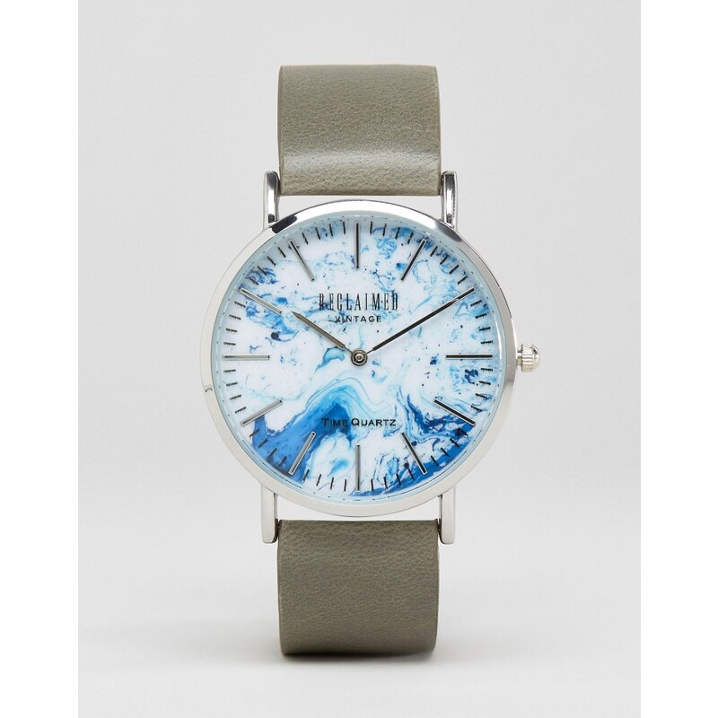 Reclaimed Vintage - Uhr mit marmoriertem Armband in Grau - Grau