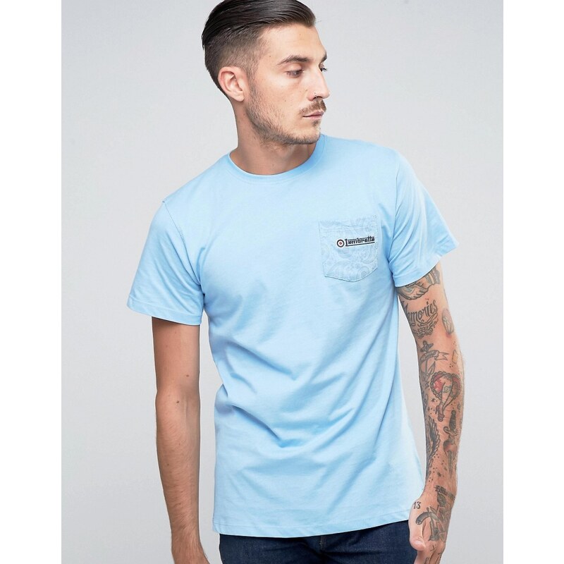 Lambretta - T-Shirt mit Paisley-Tasche - Blau