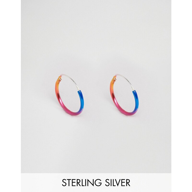 Reclaimed Vintage - Creolen aus Sterlingsilber in Regenbogenfarben, 16 mm - Mehrfarbig