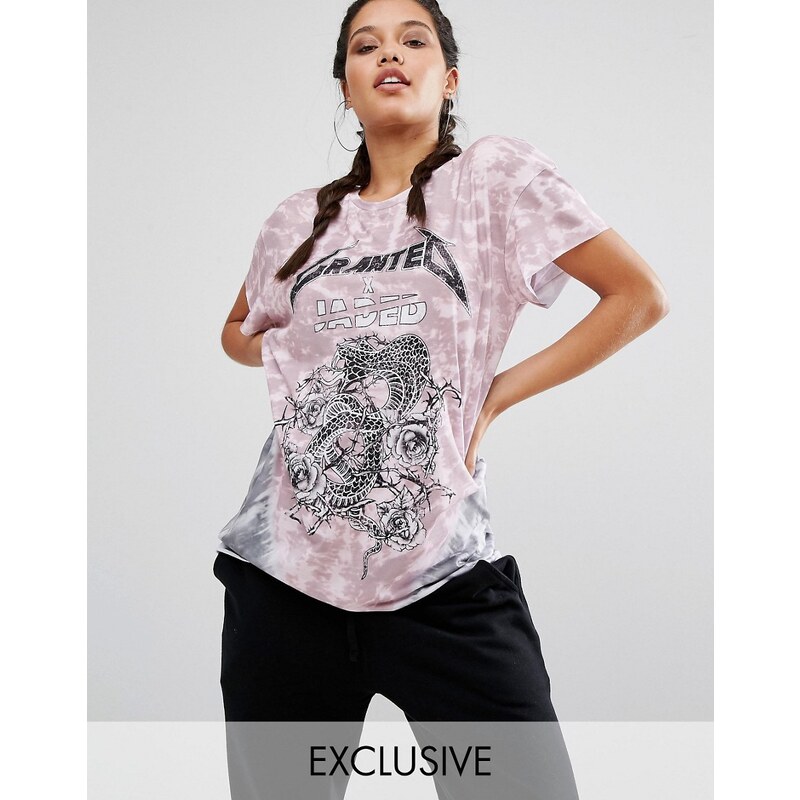Jaded London Jaded X Granted Rock - T-Shirt mit Batikmuster - Rosa