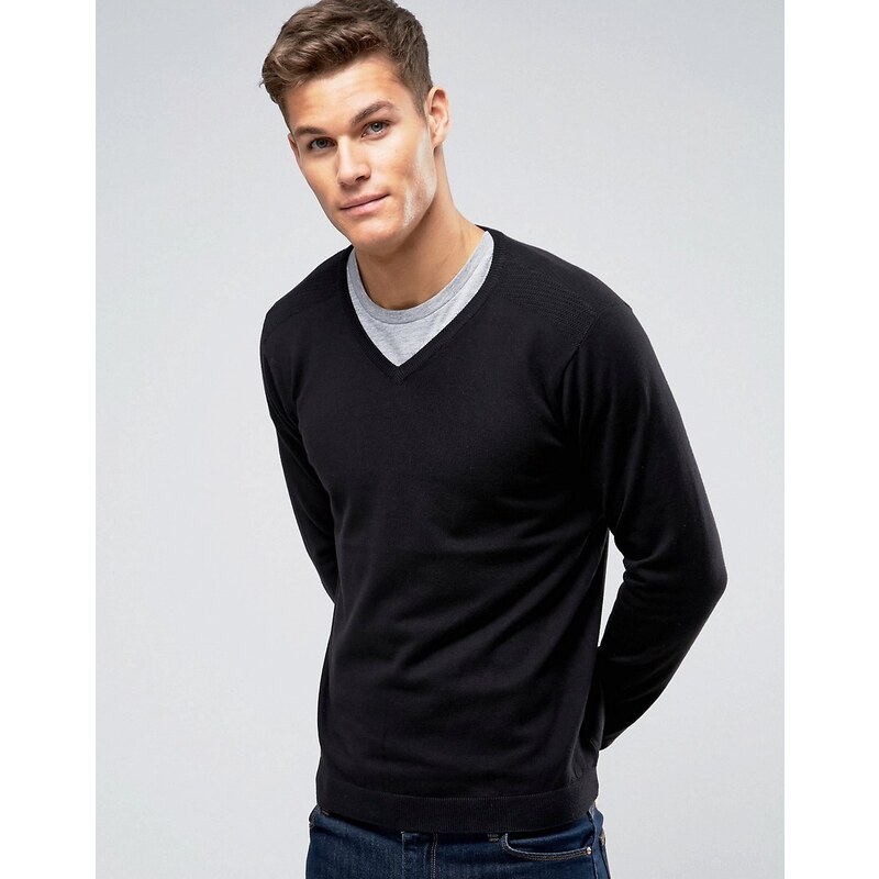 Burton Menswear - Pullover mit V-Ausschnitt - Schwarz