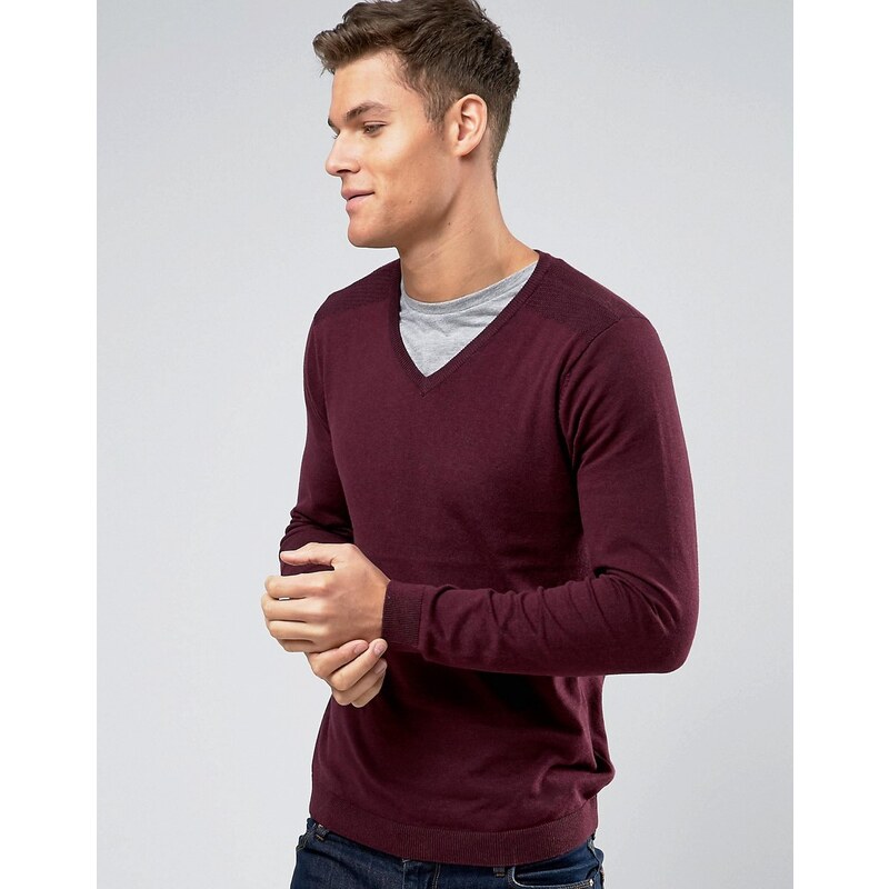 Burton Menswear - Pullover mit V-Ausschnitt - Rot