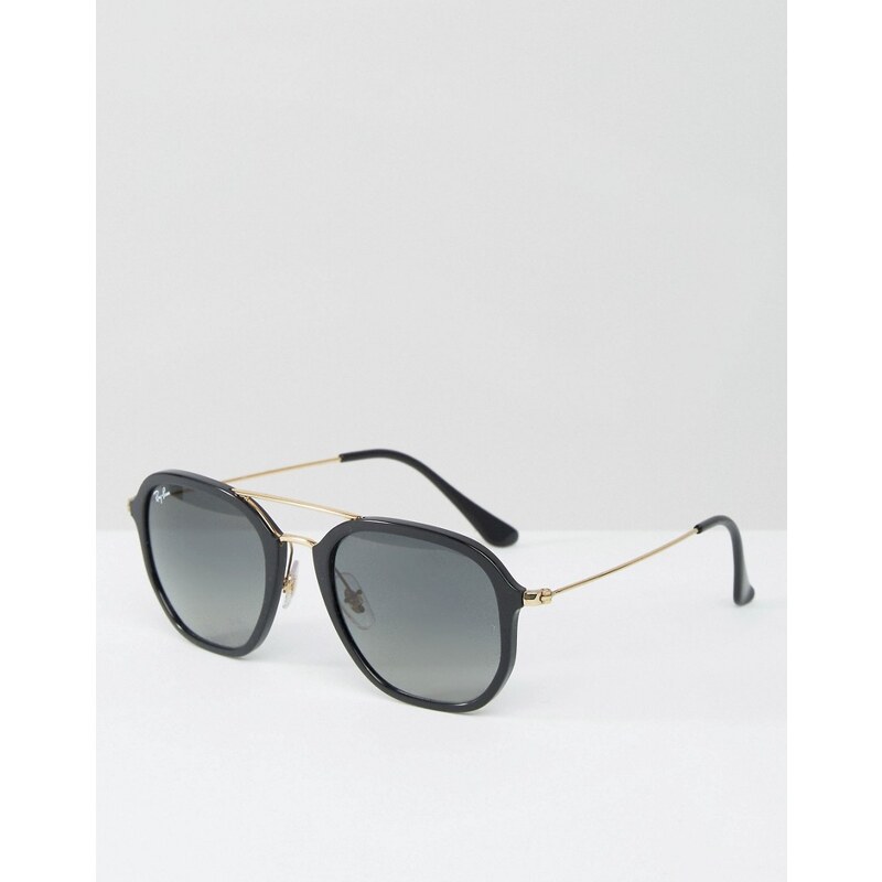 Ray Ban - Schwarze Sonnenbrille mit doppeltem Brauensteg aus Metall - Schwarz