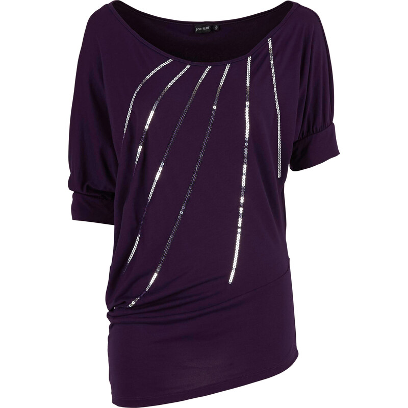 BODYFLIRT Shirt halber Arm in lila (Rundhals) für Damen von bonprix