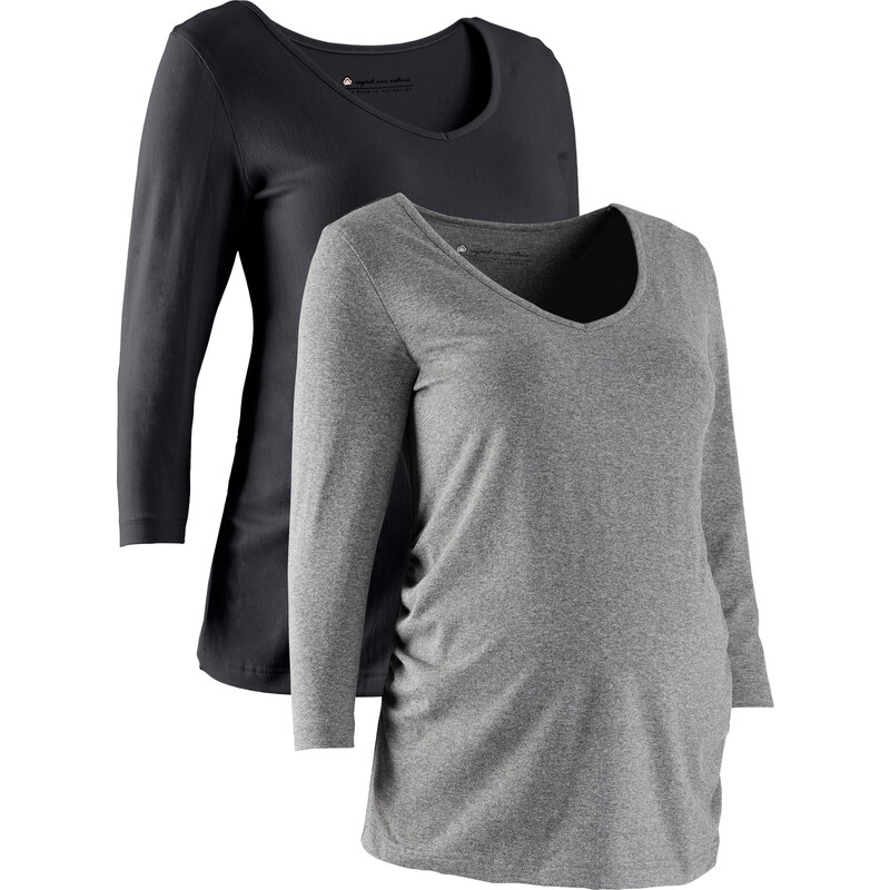 bpc bonprix collection Umstandsshirts in Bio-Baumwolle, ¾-Arm (Doppelpack) in schwarz für Damen von bonprix