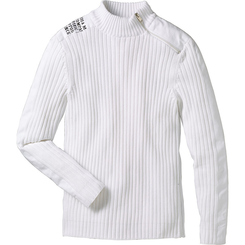RAINBOW Pullover langarm in weiß (Rundhals) für Herren von bonprix