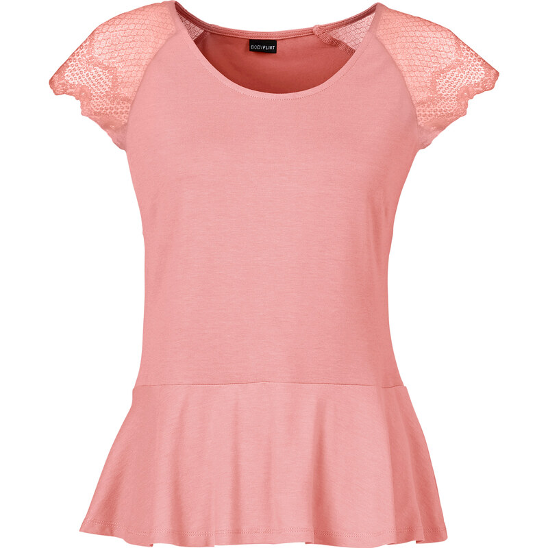 BODYFLIRT Shirt kurzer Arm in rosa (Rundhals) für Damen von bonprix