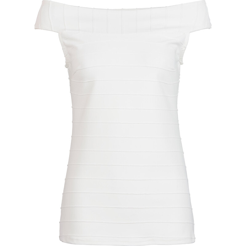 BODYFLIRT Shirt ohne Ärmel in weiß (Carmen-Ausschnitt) für Damen von bonprix